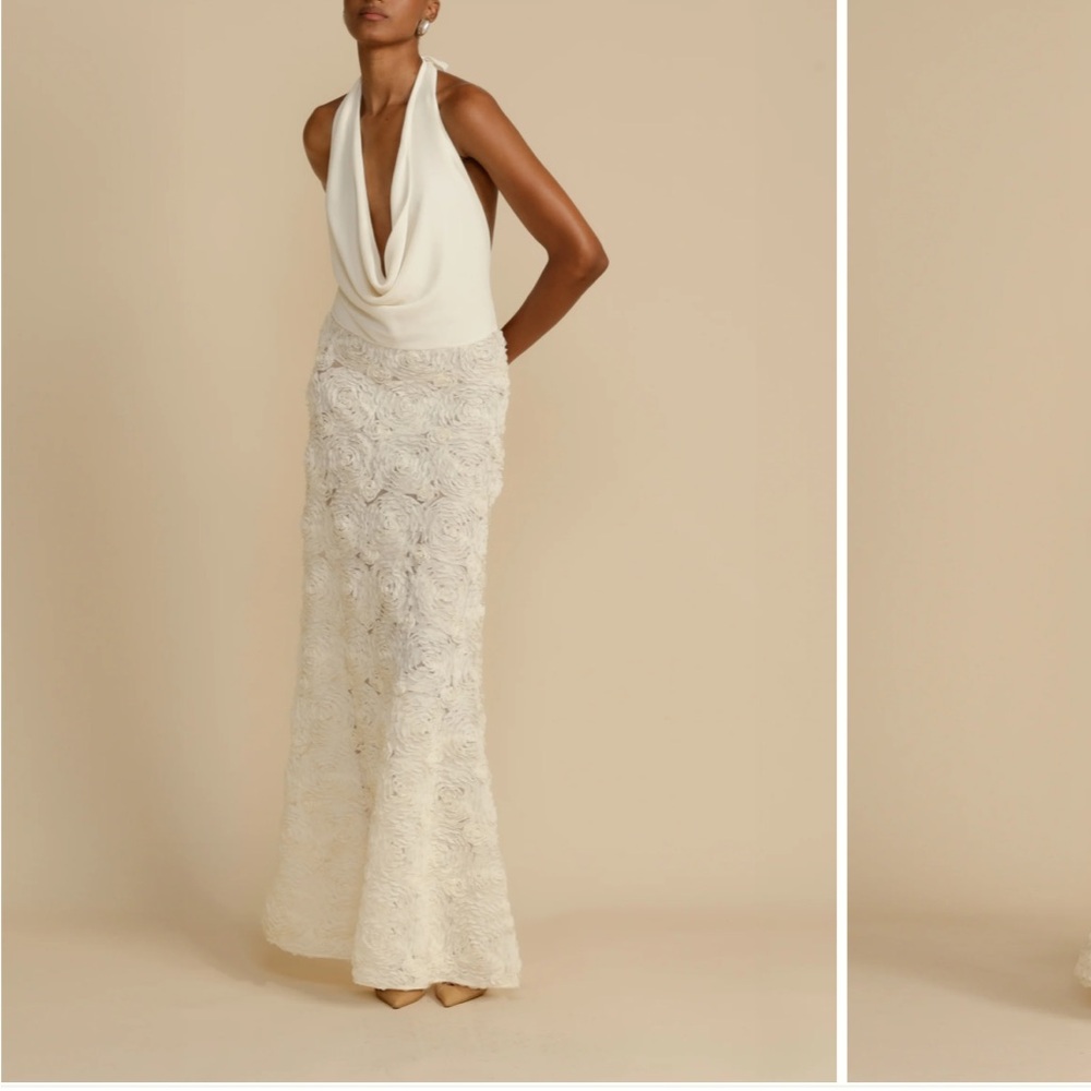 Elegant Cream Lace Maxi Dress